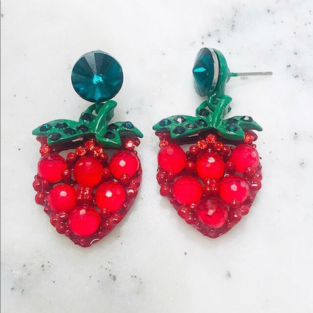 Crystal Strawberry Earrings, NWT